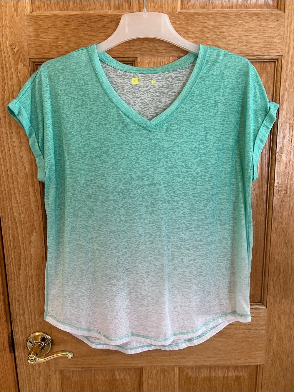 Xersion Mint Green Ombre V-Neck Short Sleeve Tee